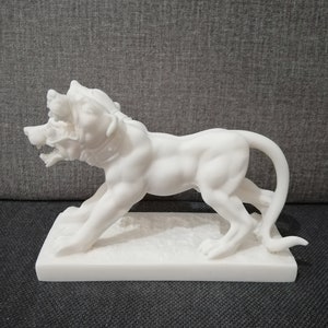 Cerberus The guardian of Hades 10.5cm-4.13inH 15cm-5.90inW Handmade Greek Sculpture White Marble Free Shipping - Free Tracking Number