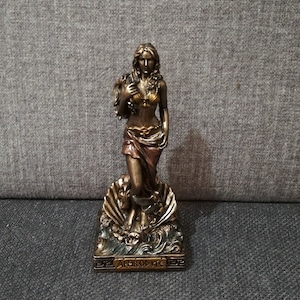 Birth of Goddess Aphrodite 8.8cm-3.46in Greek Goddess Venus Alabaster Handmade-Handpainted Sculpture Free Shipping - Free Tracking Number