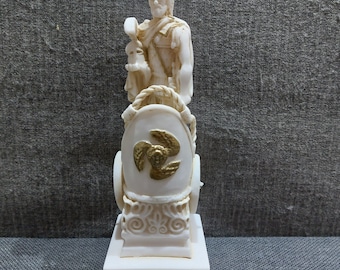 手作りアラバスター製アレス像 - ギリシャ・ローマの神彫刻（6.7インチ
