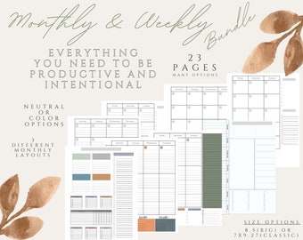 Monthly and Weekly Planner Bundle Everything You Need To Organize