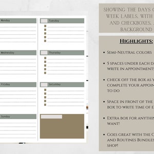 Weekly Dashboard Days of the Week Printable Planner Inserts // Functional Planner // To Do Lists // Intentional Living // Productivity image 3