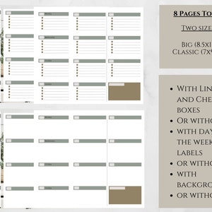 Weekly Dashboard Days of the Week Printable Planner Inserts // Functional Planner // To Do Lists // Intentional Living // Productivity image 2