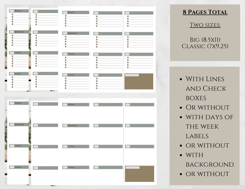 Weekly Dashboard Days of the Week Printable Planner Inserts // Functional Planner // To Do Lists // Intentional Living // Productivity image 2
