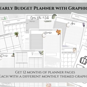 12 months of monthly themed planner pages