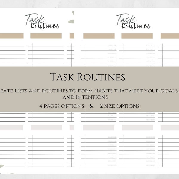 Task Routines Printables Planner Inserts // Habit Tracking // Goals and Intentions // Routines // Intentional Living // Productivity