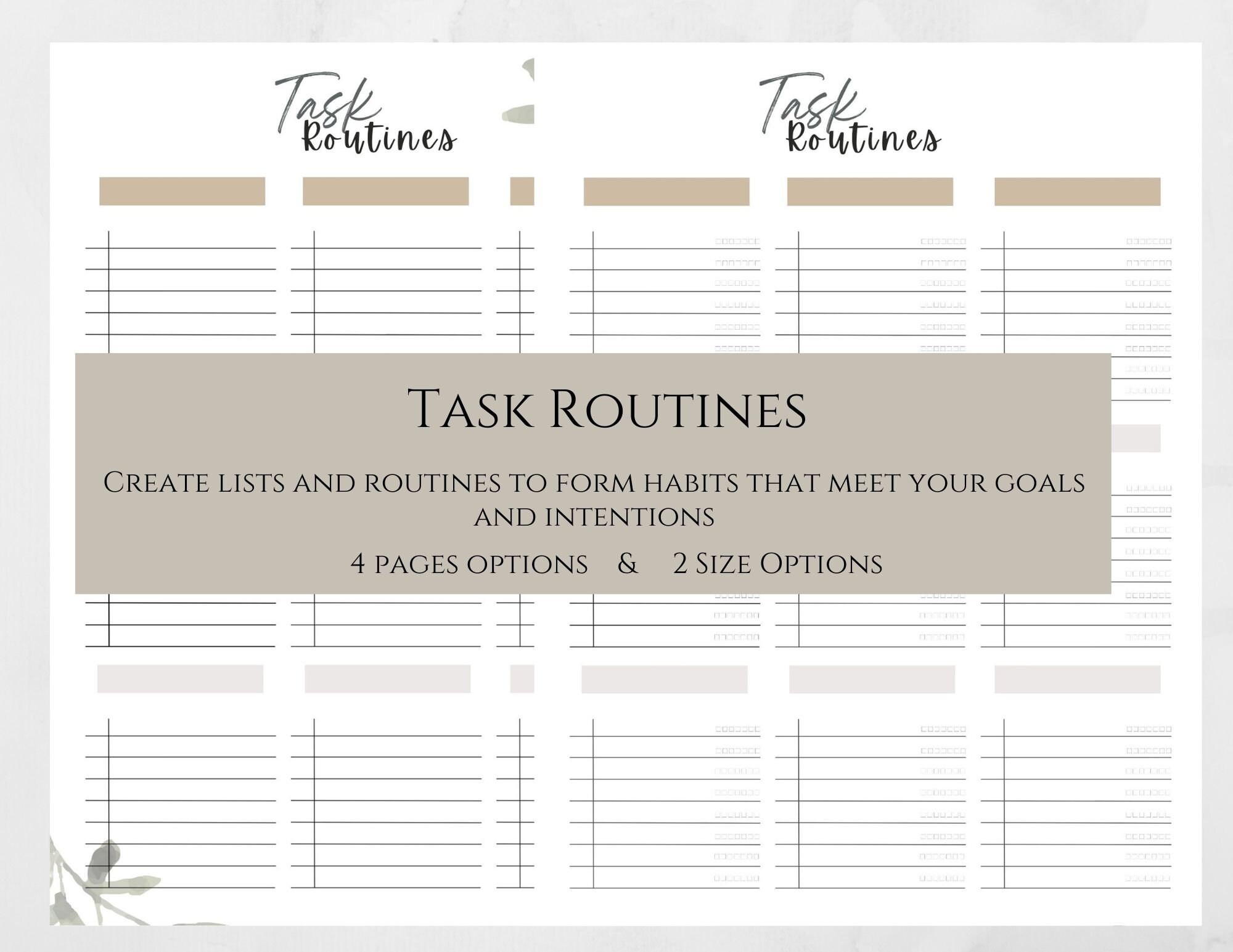 Task Routines Printables Planner Inserts // Habit Tracking // Goals and ...