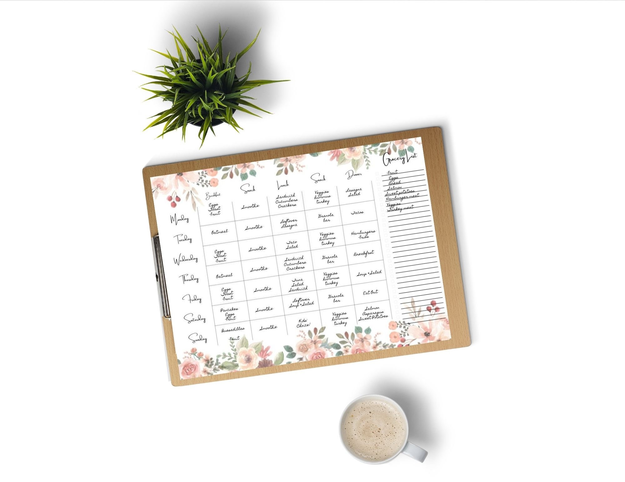 Weekly Meal Plan With Fall Florals - Etsy