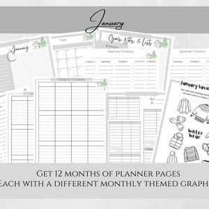 All the pages you will get for each month. This is January's theme!