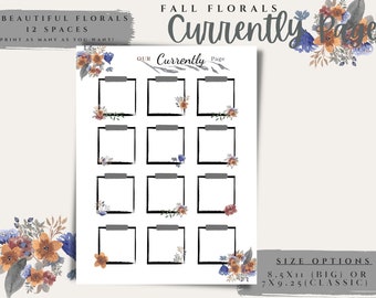 Currently Page | Fall Florals | Happy Planner Classic and Big Sizes | Beautiful Florals