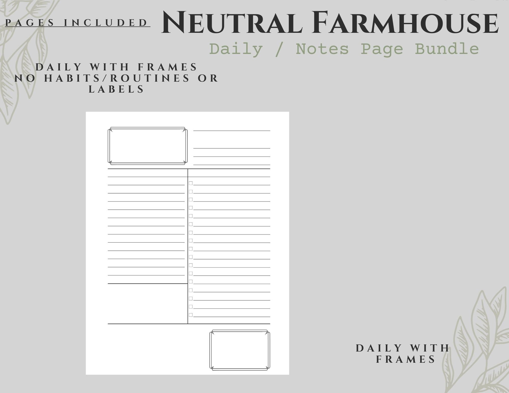 Daily and Notes Pages // Farmhouse Neutral Bundle // Routines and ...