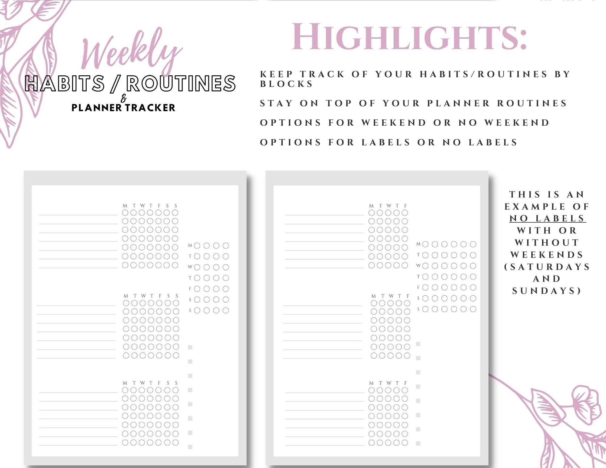Weekly Habits and Routines // Planner Check List // Block System ...