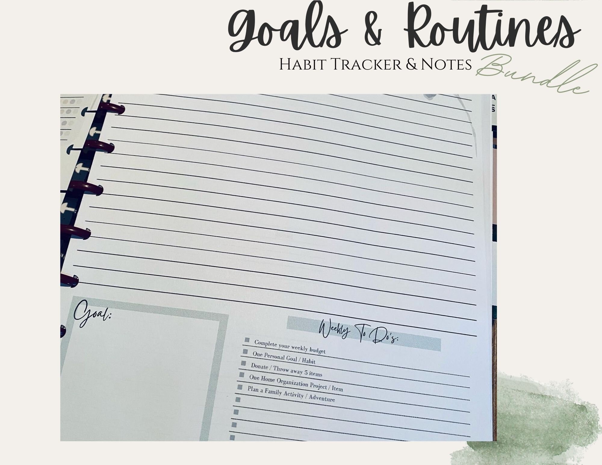Goals and Routines Habit Tracker // Weekly and Monthly // Daily Task ...