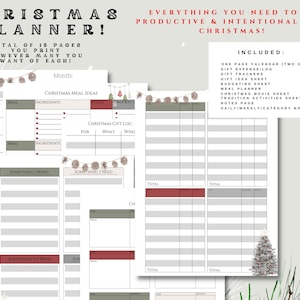 Weihnachtsplaner, Urlaubsplaner, Geschenklisten, Weihnachtsorganisation, Essensmenü, Weihnachtsplanung, Weihnachten zum Ausdrucken, Sofort-Download