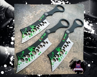 3 Pc 8" Zombie Killer Ninja Kunai Tactical Throwing Knife Set w/ Sheath, display gift, christmas gift, birthday gift