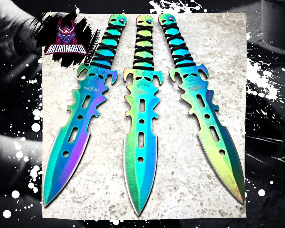 3PC Ninja Ninjutsu Kunai Throwing Knife Sheath BLUE SET Etsy