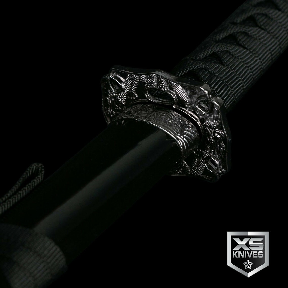 40 Samurai Sword BLACK Dragon Stainless Steel W/ Stand | Etsy