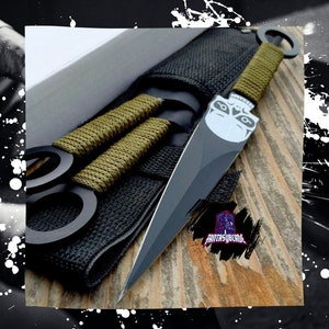 6pc Naruto Kunai Tactical Combat Ninja Hunting Throwing Knife Set + Leg  Sheath