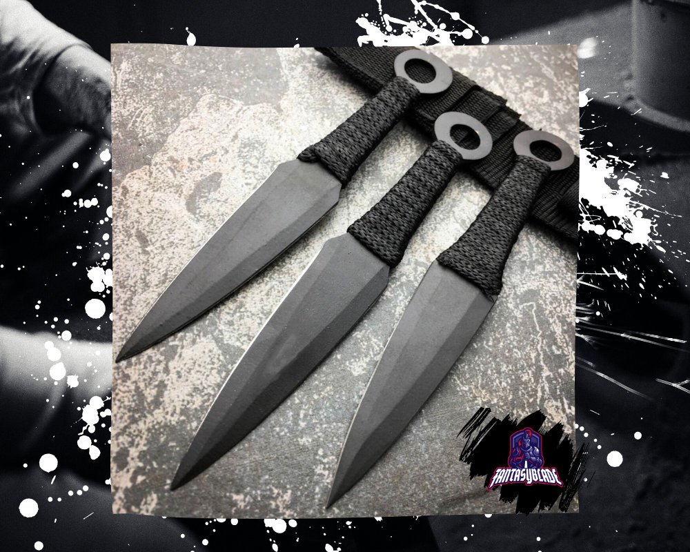 Set Kunai Naruto, replicates the typical Ninja combat dagger, ornamental in  440 stainless steel (ZS9457pg)