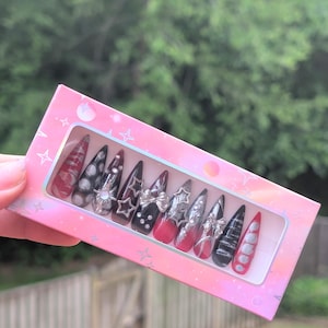 Visual Kei/emo stiletto press on nails