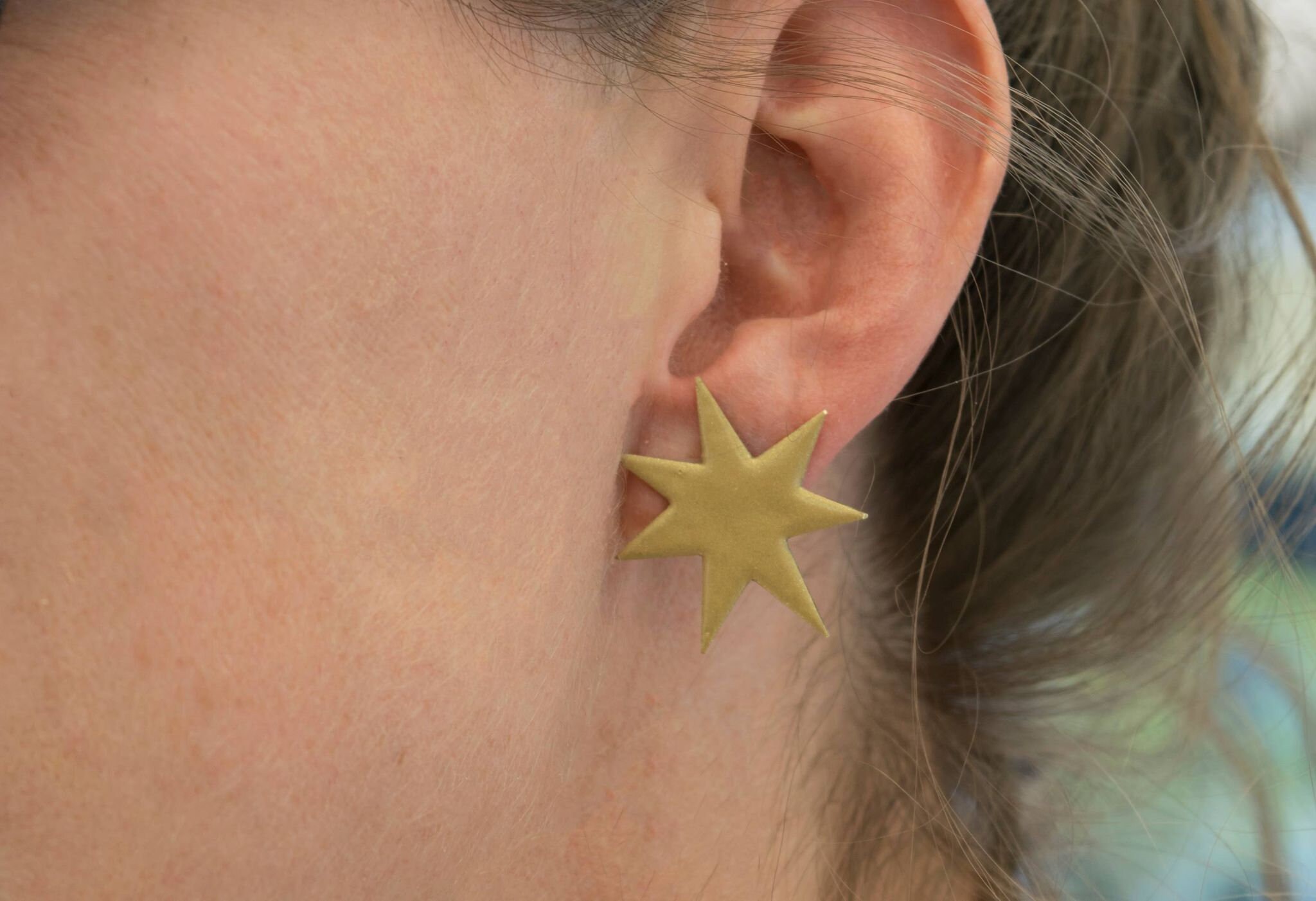 Gold Star Earrings Etsy