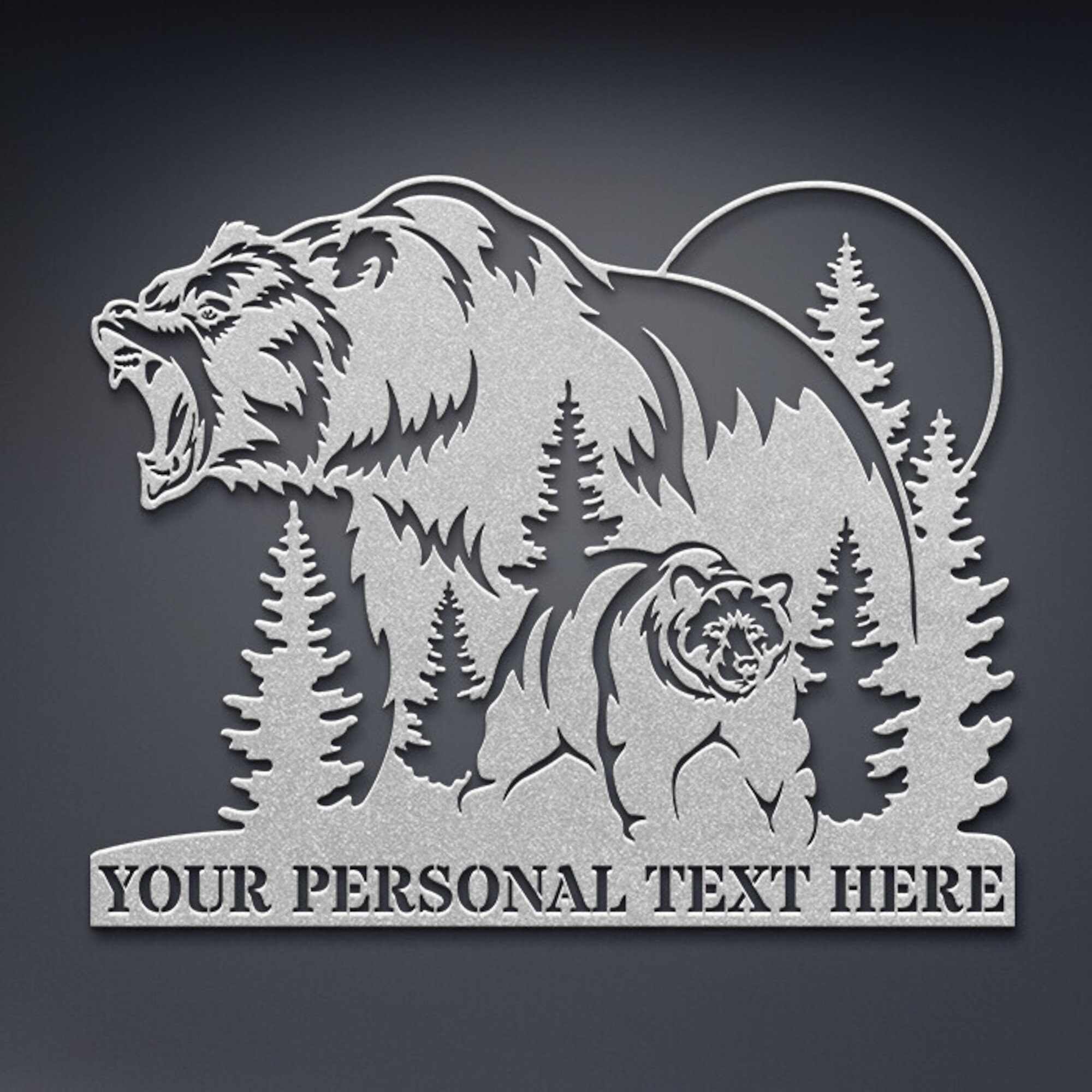 Personalized Nature Wildlife Roaring Bear Metal Sign. Custom Nature ...