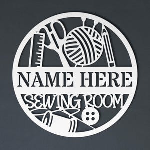 Personalized Sewing Room Metal Monogram Sign - Gift Idea For Sewing Lovers