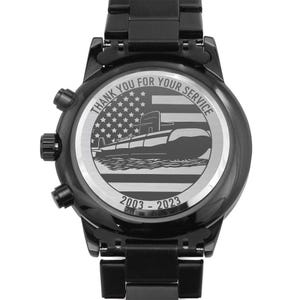 Personalized Laser-Engraved American Submarine Wristwatch. Custom Navy Name Jewelry Gift. Submariner Gift For Him. Unique US Jewelry Watch