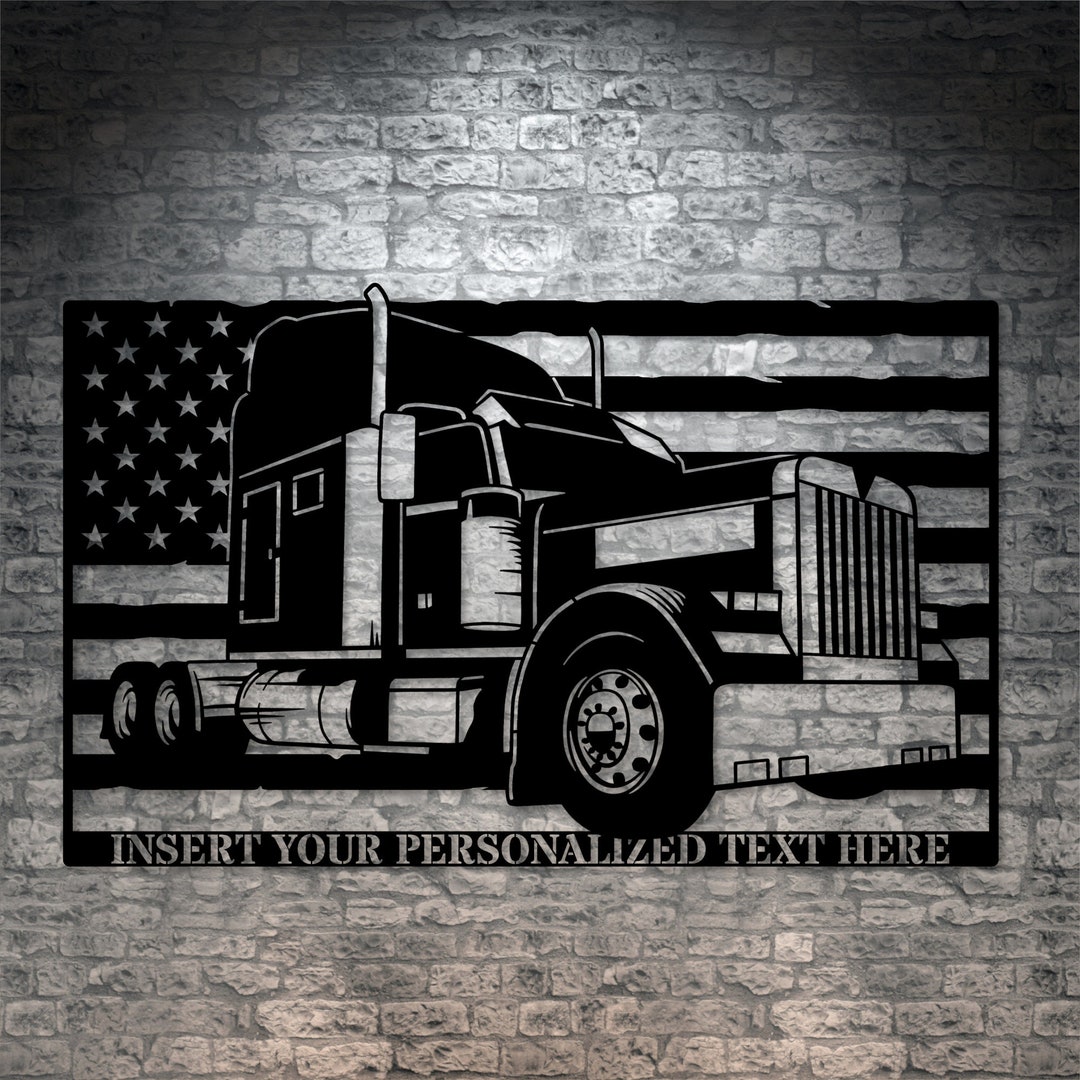 Personalized American Big Rig Name Metal Sign. Custom Patriotic 18 ...