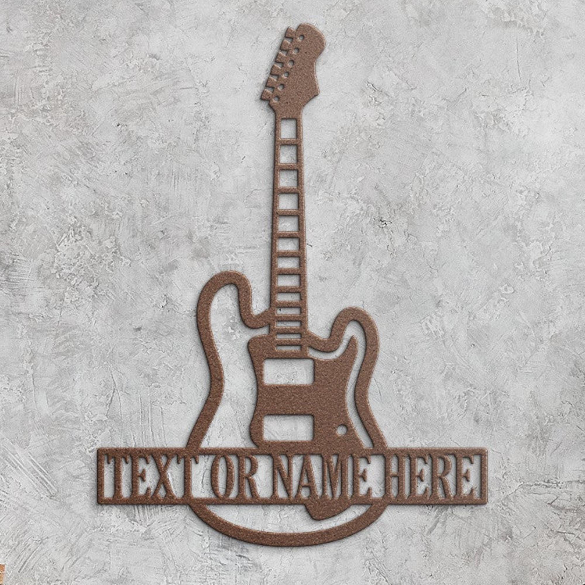 Personalized Metal Music Sign - Custom Guitar Wall Art, Vintage Band Room Decor, Outdoor Durable Name Plate Gift For Guitarists - View #3