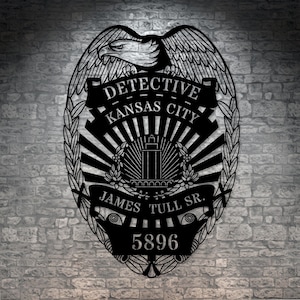 Personalized Police Badge Metal Sign. Custom Police Force Wall Decor. Gift For Policeman. Cop Decor. Officer Name Gifs. Law Enforcement Gift