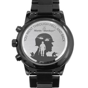 Personalized Army Soldiers Silhouette Name Metal Watch. Gift For Air Force Soldier. Laser-Engraved Military Wristwatch. Fathers Day Present