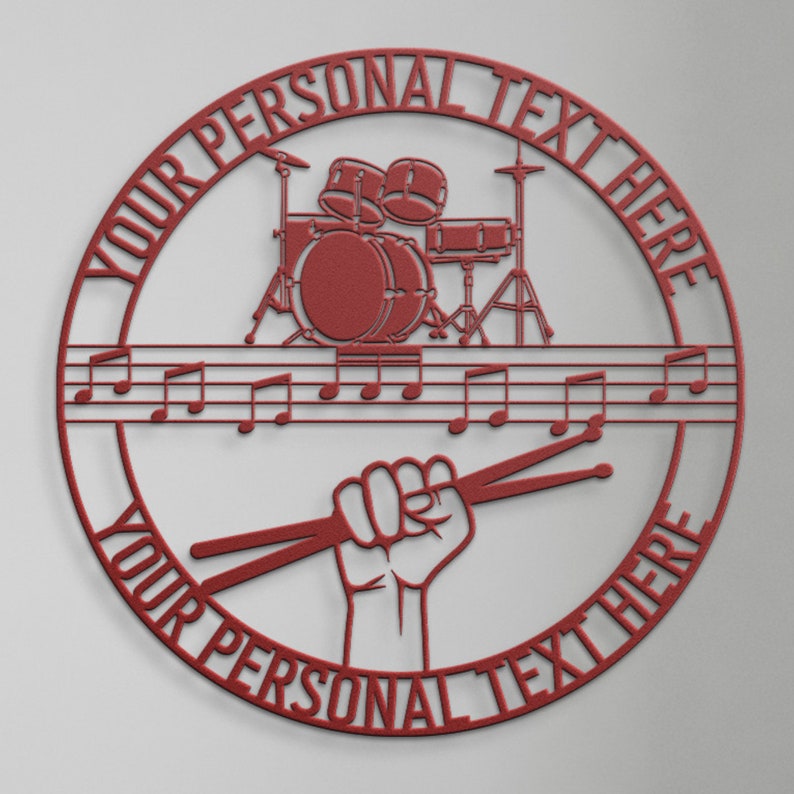 Drummer Sign Personalized Drum Sticks Name Metal Sign. Custom Drum Set Wall Decor ...