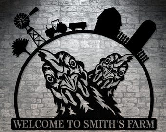 Personalized Chicken Coop Metal Sign Gift. Custom Rooster Wall Decor. Personal Chicken Coop Yard Sign. Ranch Wall Hanging. Farm Lover Decor.