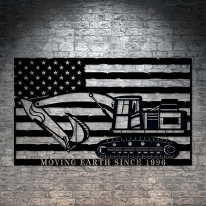 Personalized American Excavator Metal Sign. Custom US Loader Wall Decor Gift, Gift For Excavator Operator. Machine Operator. Heavy Machinery