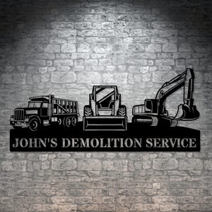 Personalized Heavy Machinery Metal Sign. Custom Construction Equipment Wall Decor Gift. Dump Truck. Excavator. Skid Steer Wall Hanging Gift