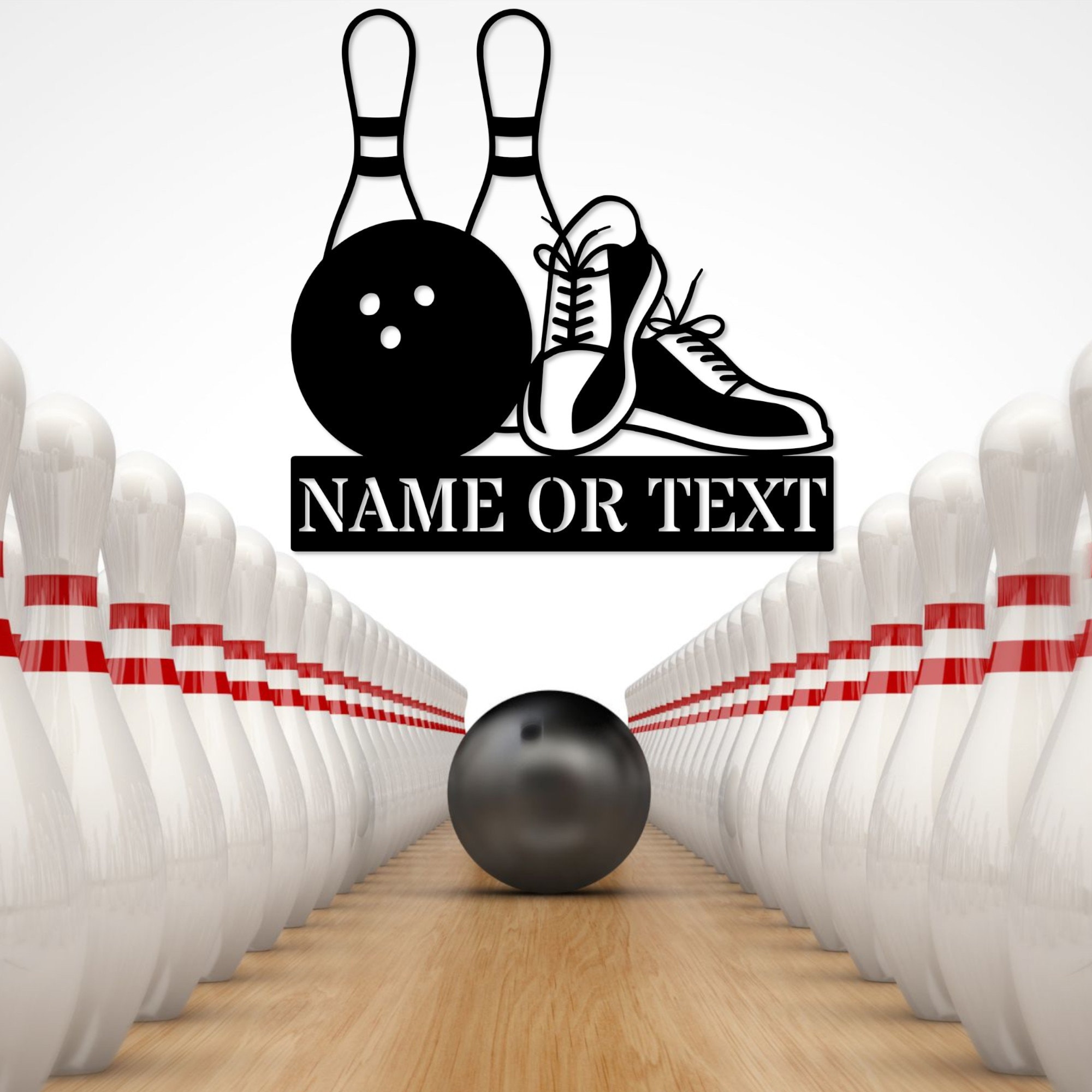 Bowling Ball Metal Wall Art Personalized, Bowling Player Name Sign, image size:2000x2000