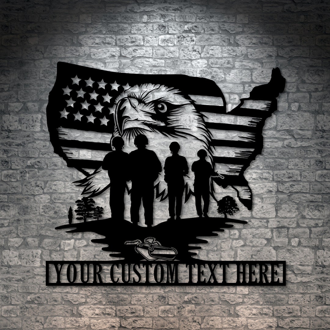 Personalized Patriotic Truck Metal Sign – “God Bless USA” Custom Family Name Decor – Vintage Farmhouse American Home Decor