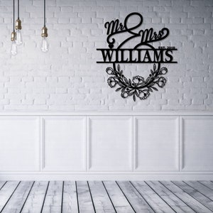 Personalized Mr and Mrs Metal Sign. Customizable Family Name Wall Decor ...