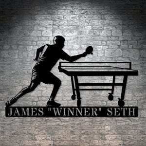 Personalized Table Tennis Player Metal Art Sign Gift. Custom Ping-Pong Wall Decor. Sports Room Wall Hanging. Personal Ping-Pong Player Gifts