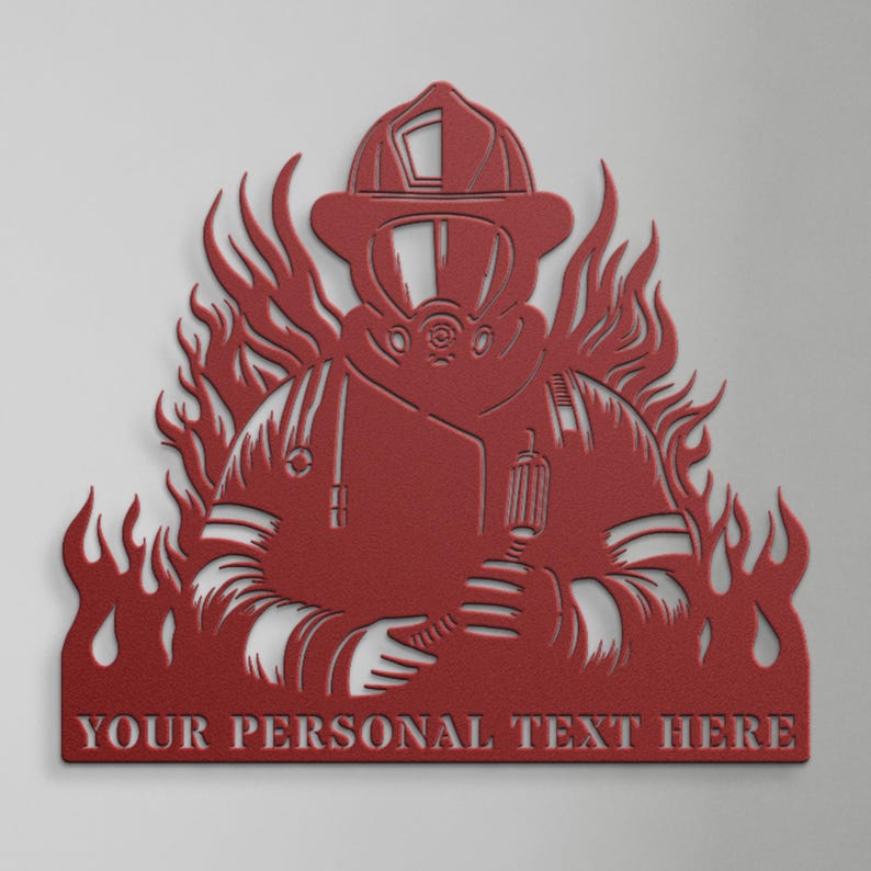 Personalized Fireman Metal Sign. Custom Volunteer Wall Decor Gift ...