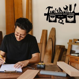 Personalized Carpenter Tool Belt Metal Sign Gift - Carpenter Steel Sign Monogram - Custom Woodworker Metal Sign Wall Decor - Gift for DIY'er