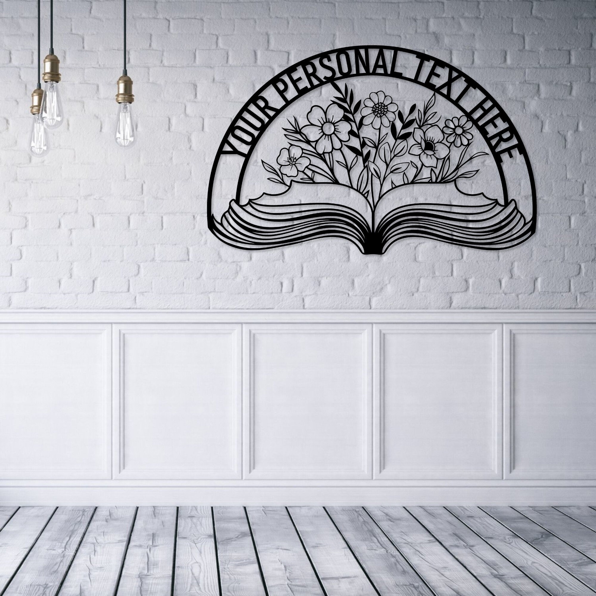 Personalized Floral Teacher Name Metal Sign. Custom Book Wall Decor ...