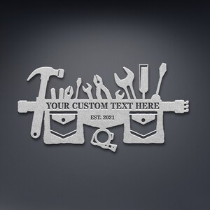 Personalized Carpenter Tool Belt Metal Sign Gift - Carpenter Steel Sign Monogram - Custom Woodworker Metal Sign Wall Decor - Gift for DIY'er