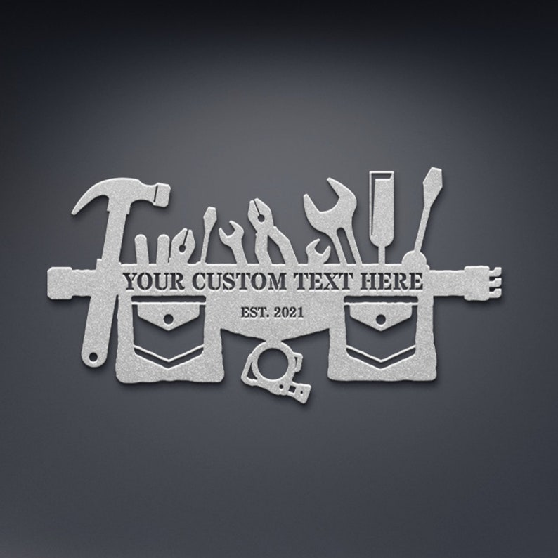 Personalized Carpenter Tool Belt Metal Sign Gift - Carpenter Steel Sign Monogram - Custom Woodworker Metal Sign Wall Decor - Gift for DIY'er