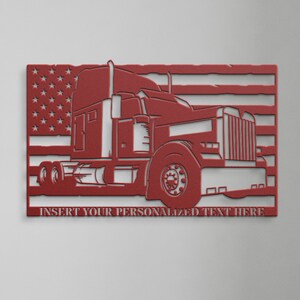 Personalized American Big Rig Name Metal Sign. Custom Patriotic 18 ...