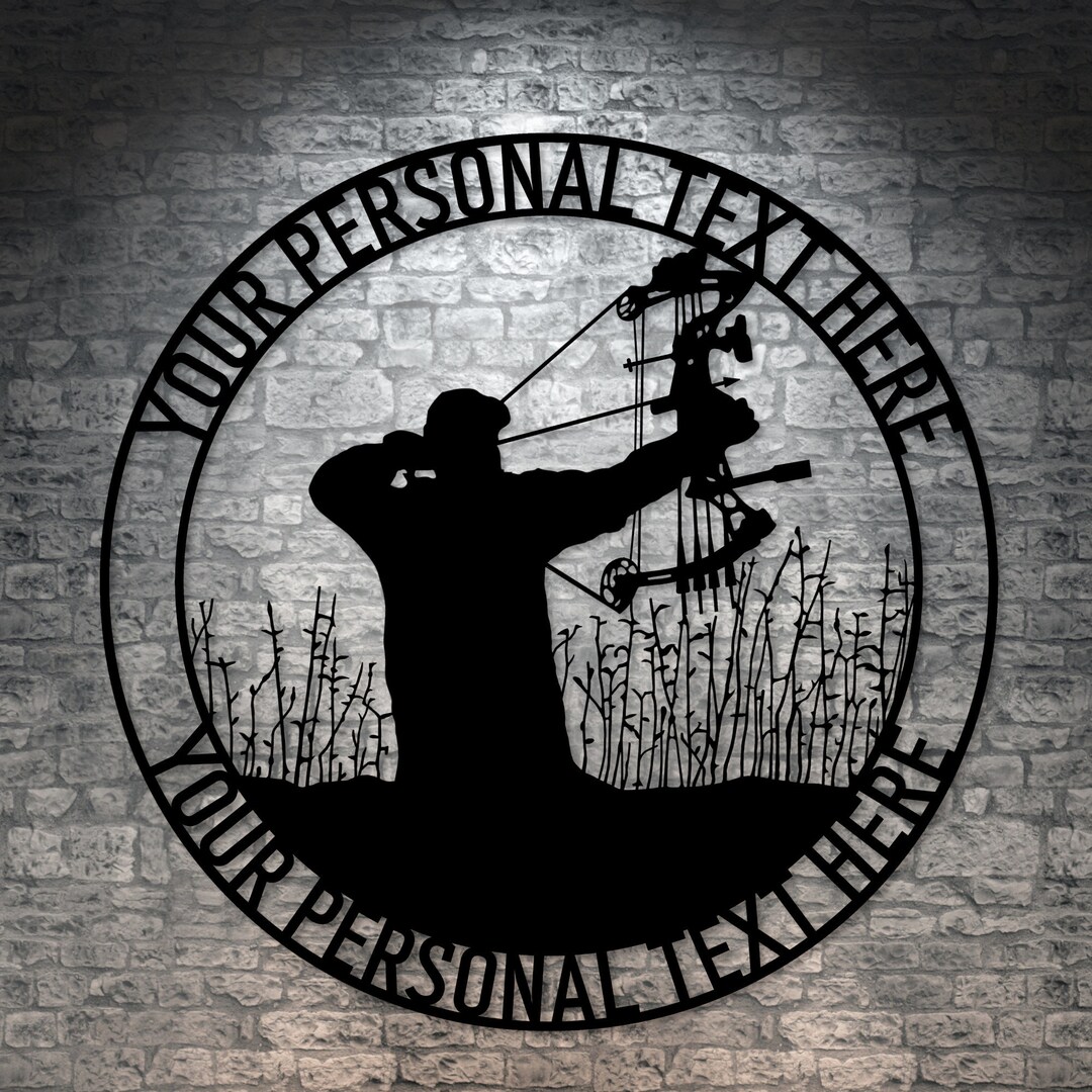 Personalized Archery Name Metal Sign. Customizable Hunting Wall Decor