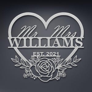 Personalized Wedding Name Metal Sign. Custom Mr & Mrs Last Name Wall ...