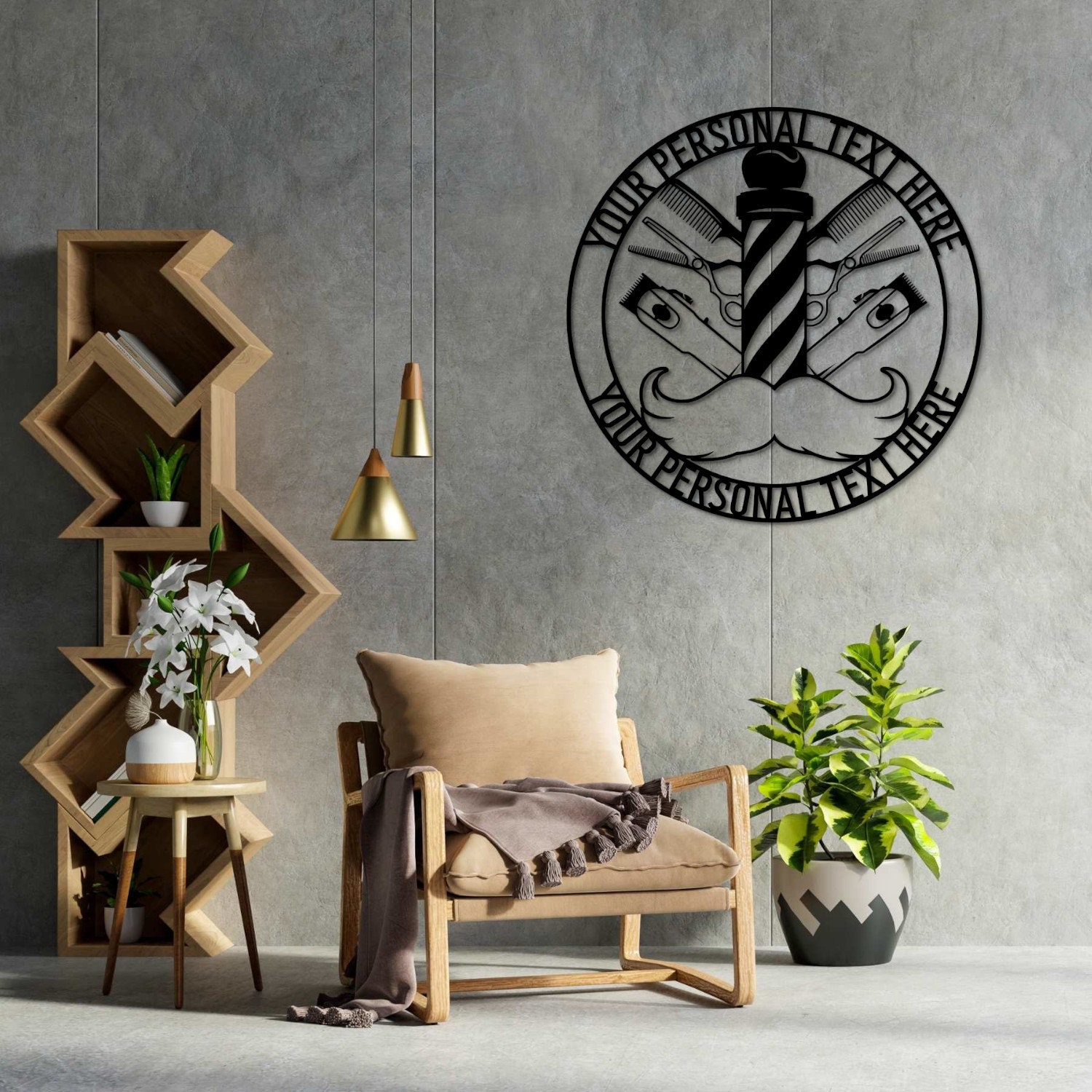 Personalized Barber Tools Metal Sign. Custom Barber Wall Decor