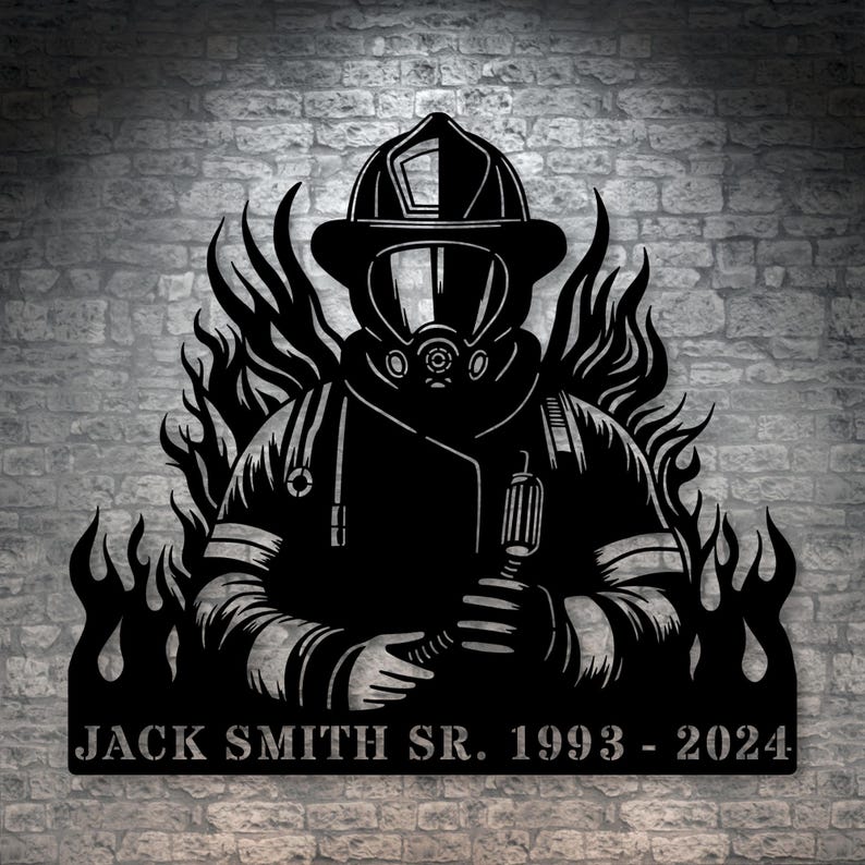 Personalized Fireman Metal Sign. Custom Volunteer Wall Decor Gift ...
