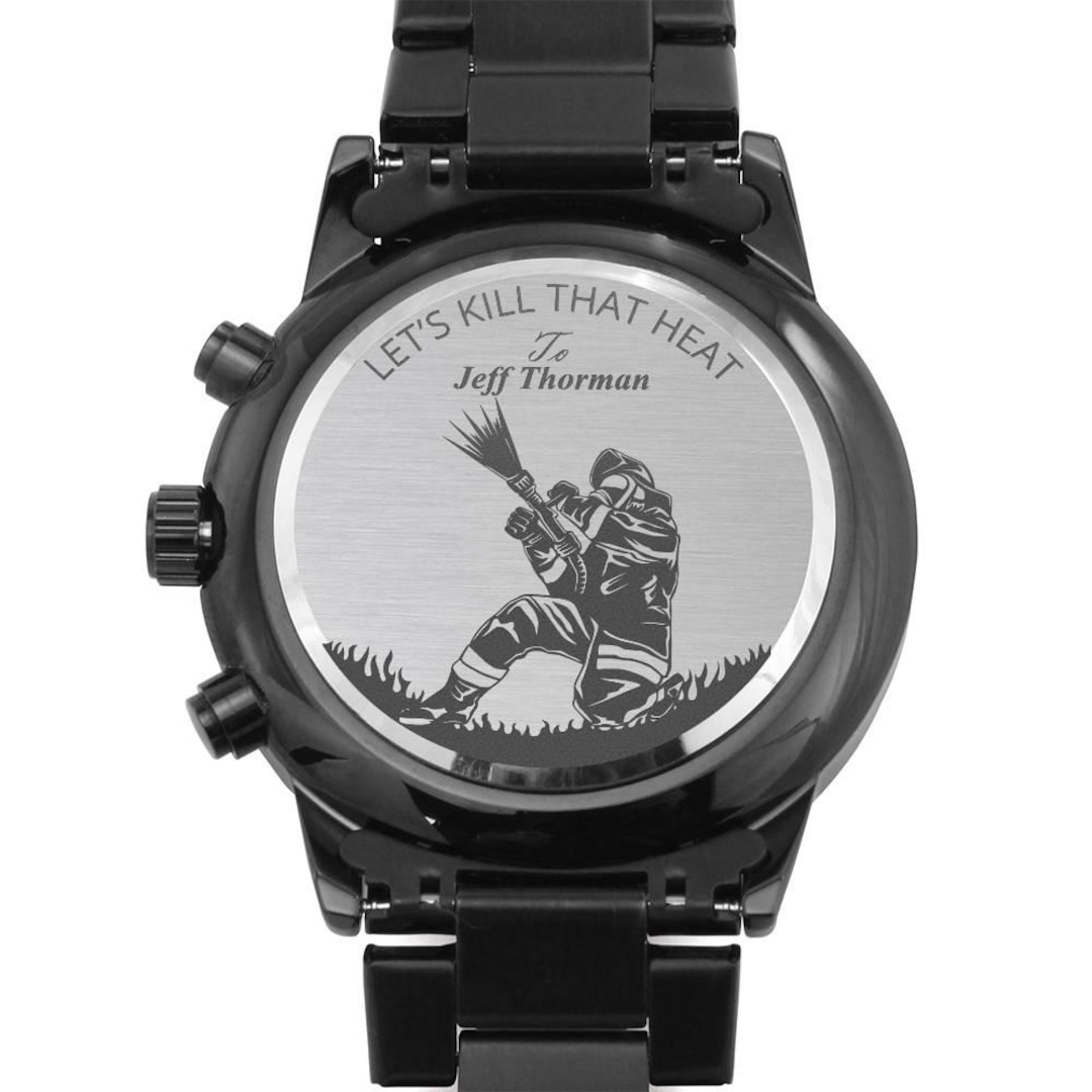 Personalized Firefighter Name Watch Gift. Custom Fireman Metal Watch. Laser engraved Wristwatch. First Responder Gift. Fathers Day Present Etsy